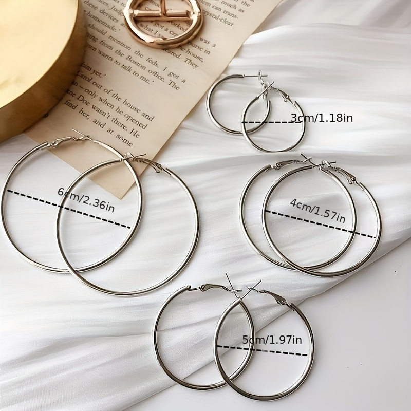 Metal Hoop Earrings Round Studs Various Sizes Classic